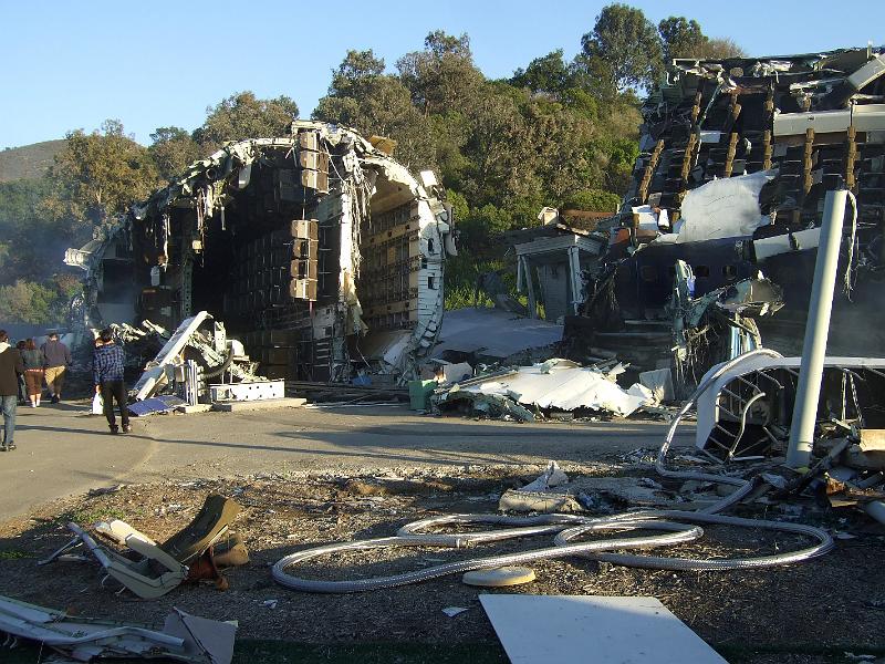 socal083.JPG - Universal Studios Studio Tour.   Set used for an airplane crash.  It's made from a real 747.
